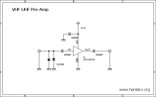 uPC1651G広帯域プリアンプ回路図