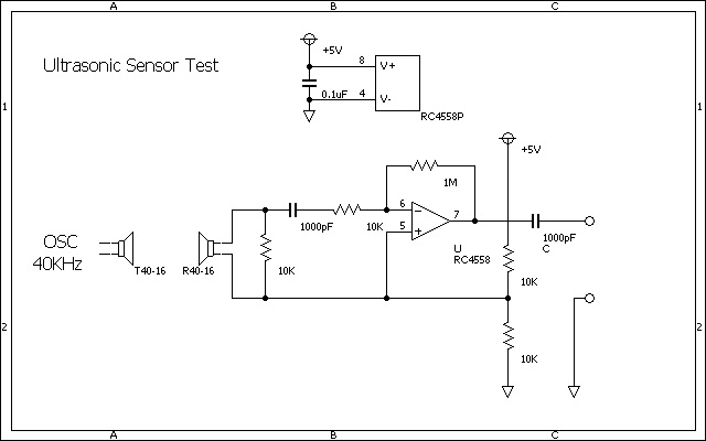 超音波センサーテスト回路図