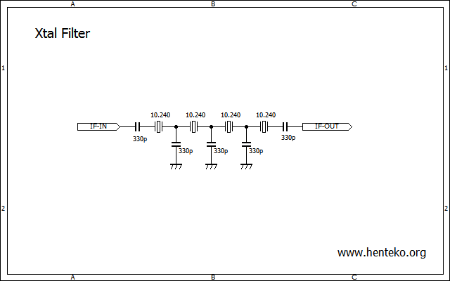 ラダー型クリスタルフィルター回路図