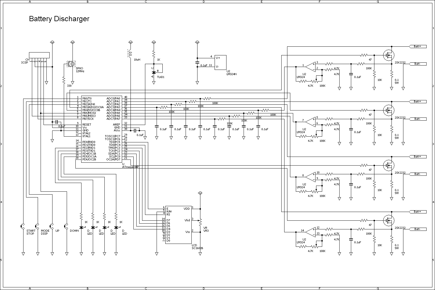 AVRバッテリー放電器回路図