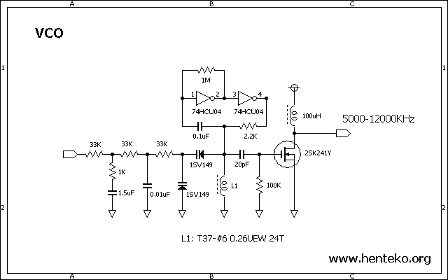 インバータICによるVCO回路図