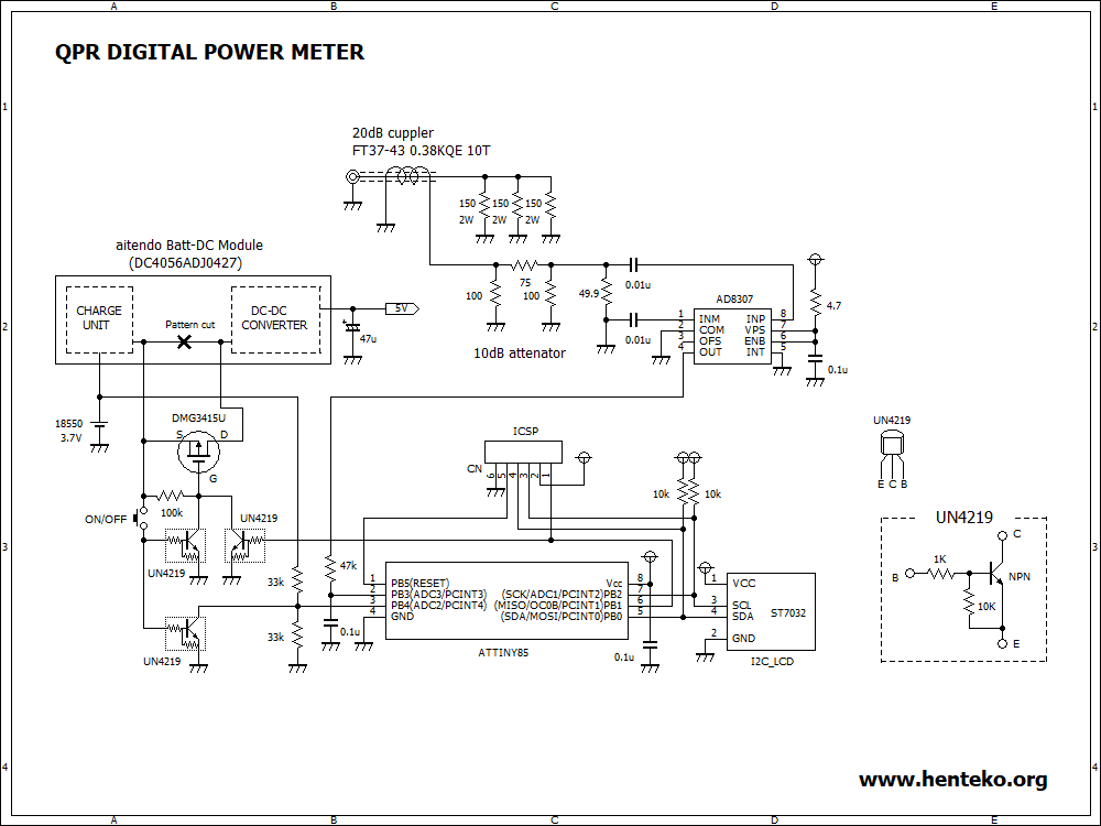 QRPデジタルパワーメーター回路図