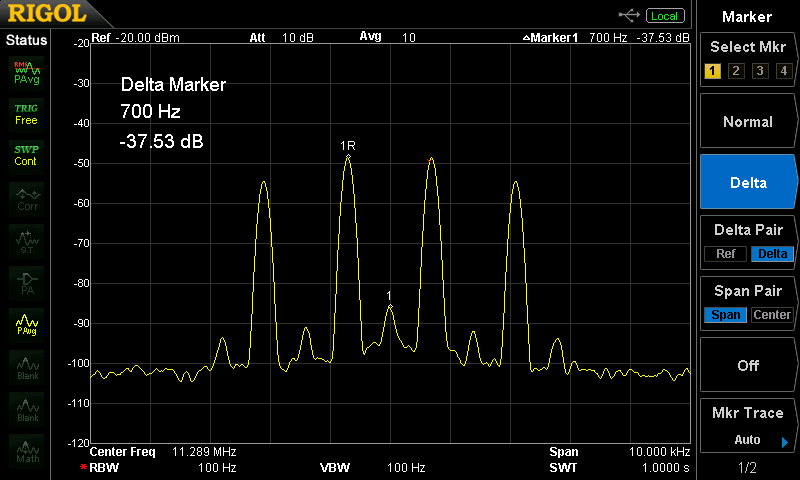 DDS-VFO 7MHz-QRP-SSBトランシーバーDSBスペクトラム