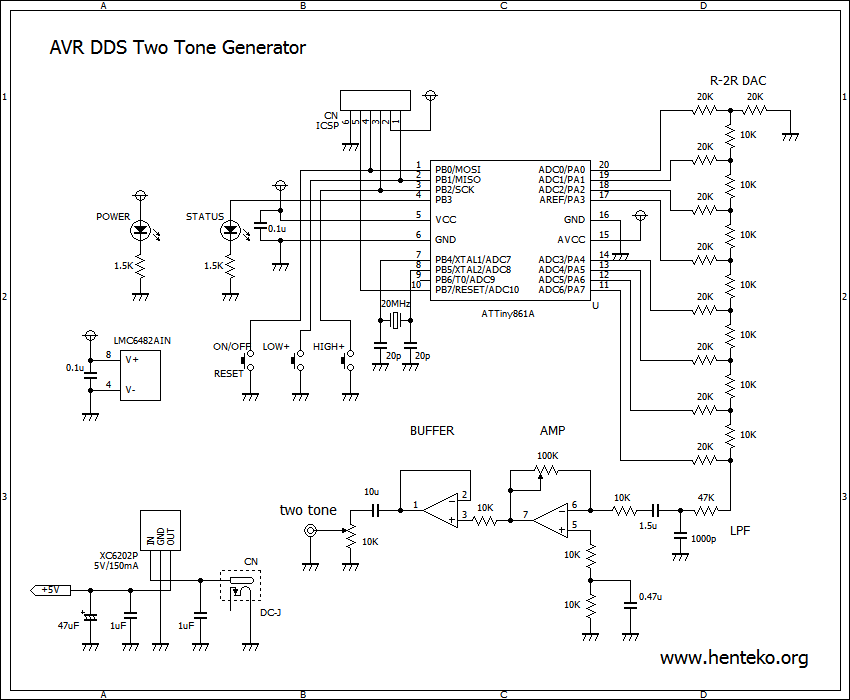 AVR-DDSツートーンジェネレーター回路図