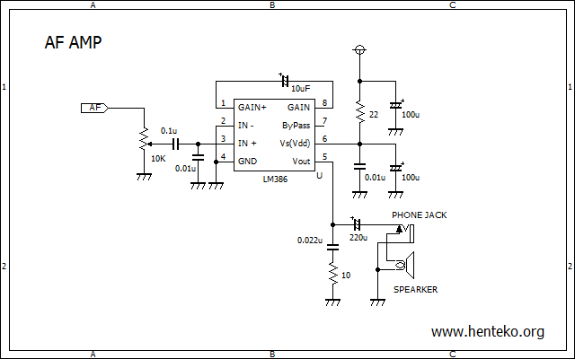 LM386低周波増幅回路図