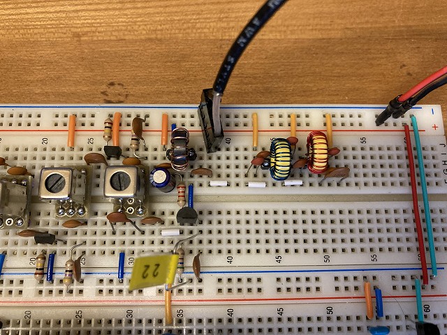 ブレッドボード7MHz-QRP-CWトランシーバー　パワーアンプ