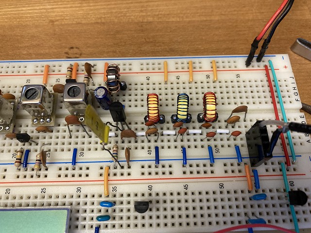 ブレッドボード7MHz-QRP-CWトランシーバー　パワーアンプ