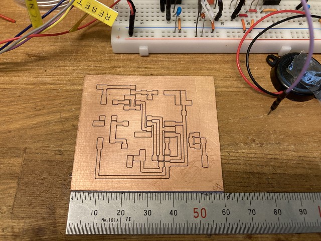 CNCフライス盤で作成した導通テスター基板