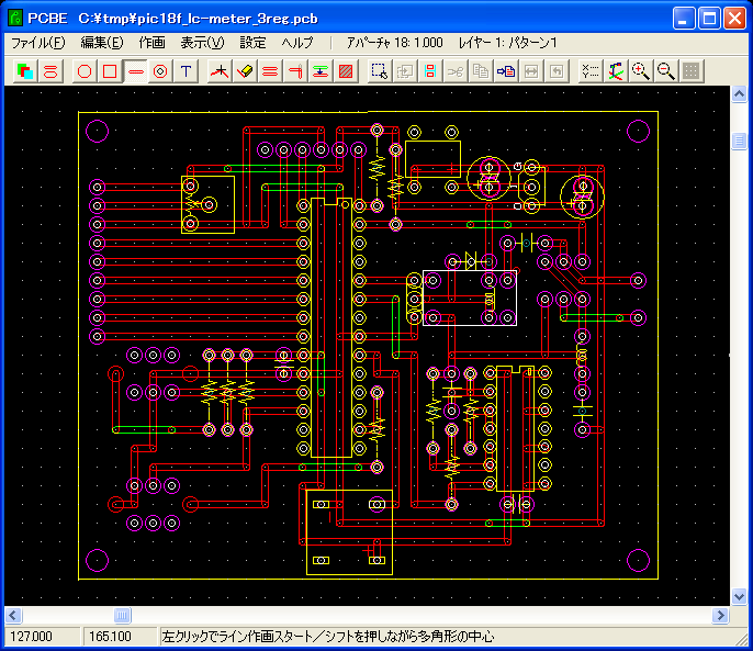 PIC18F　LCメーター基板パターン