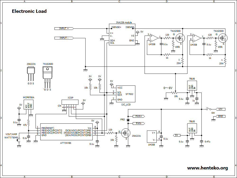 MOSFET電子負荷装置回路図