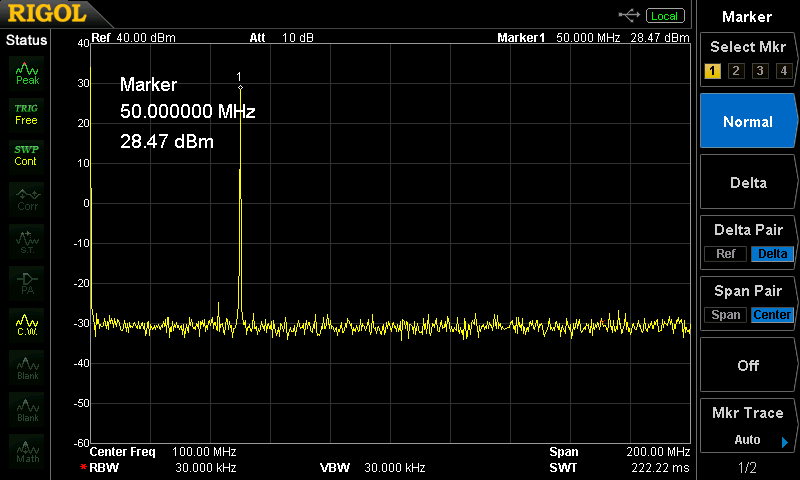 モジュールタイプ50MHz-QRP-AMトランシーバー　スプリアス測定