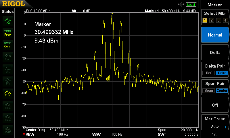 NJM2594　AM出力＋1段増幅のスペクトラム