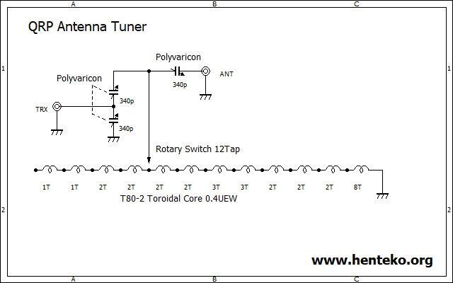 QRPアンテナチューナー回路図