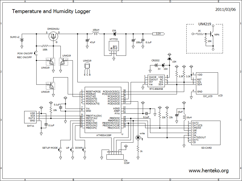 気温・湿度SDカード記録器回路図