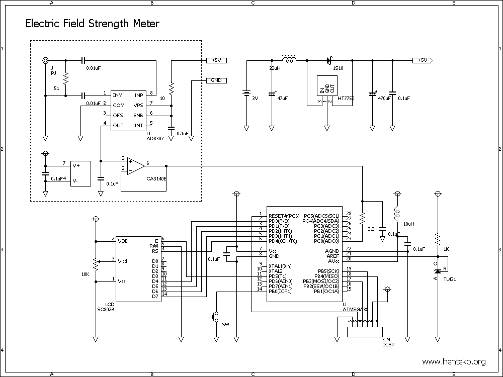 AD8307電界強度計回路図