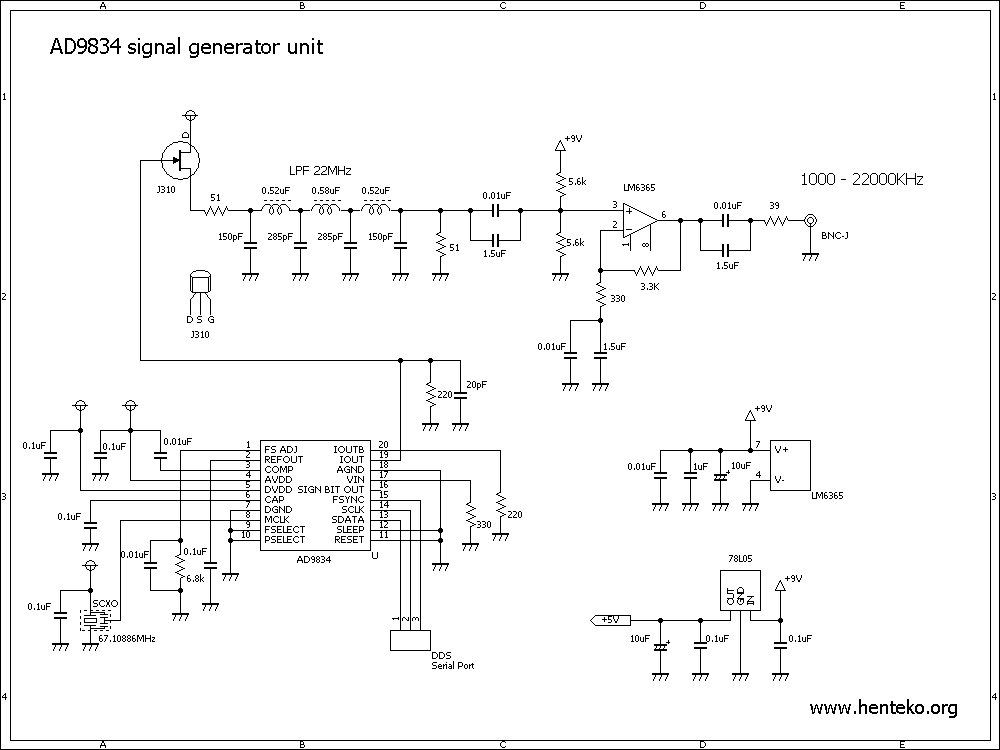 AD9834シグナルジェネレーター回路図