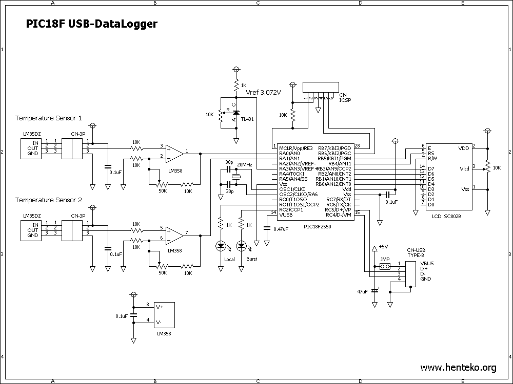 PIC18F USBデータロガー回路図