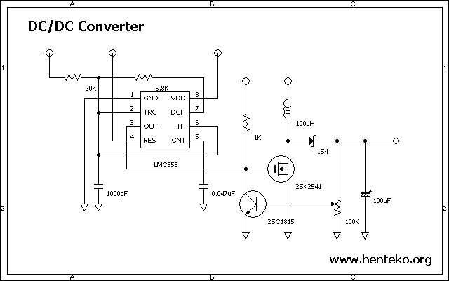 タイマーICとMOSFETスイッチング方式DC-DCコンバーター