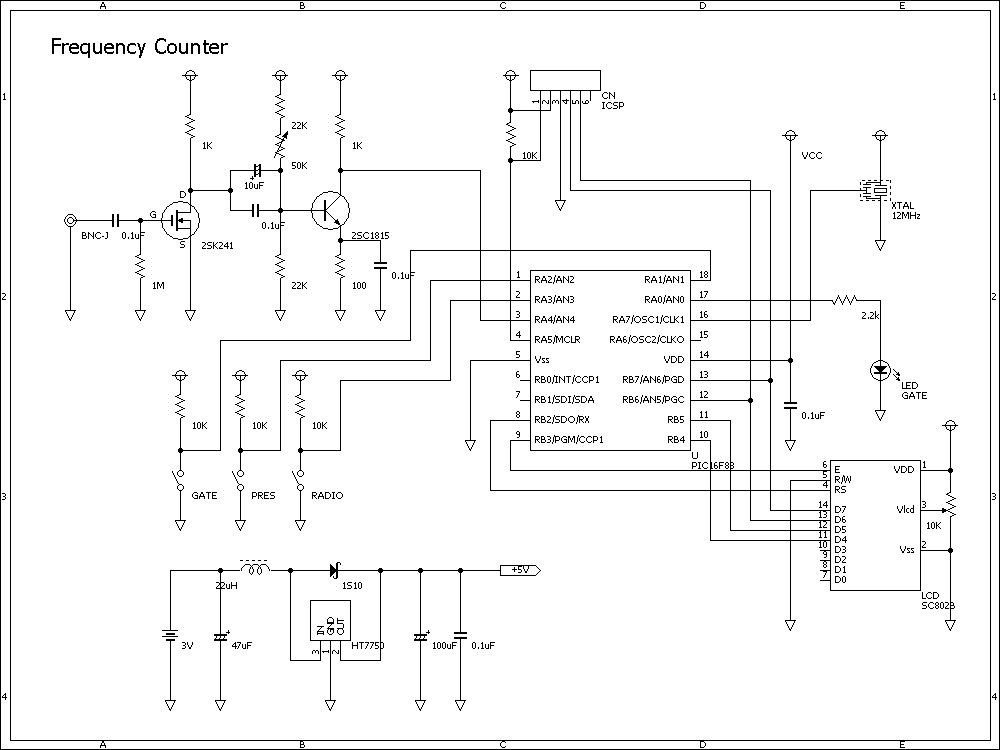 PIC周波数カウンター回路図