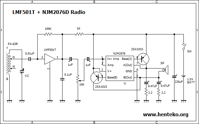 LMF501T＋ICアンプラジオ回路図